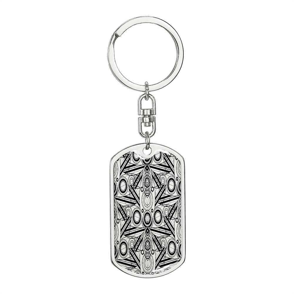 Lotuses Diamond Like Design Keychain Stainless Steel or 18k Gold Dog Tag Keyring-Express Your Love Gifts