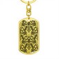 Lotuses Diamond Like Design Keychain Stainless Steel or 18k Gold Dog Tag Keyring-Express Your Love Gifts