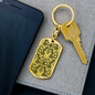 Lotuses Diamond Like Design Keychain Stainless Steel or 18k Gold Dog Tag Keyring-Express Your Love Gifts