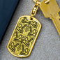 Lotuses Diamond Like Design Keychain Stainless Steel or 18k Gold Dog Tag Keyring-Express Your Love Gifts