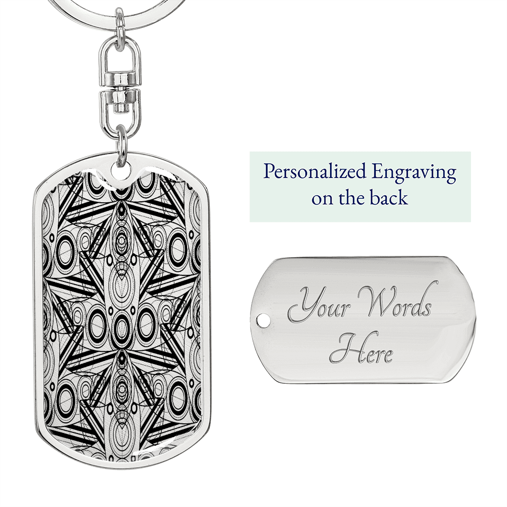 Lotuses Diamond Like Design Keychain Stainless Steel or 18k Gold Dog Tag Keyring-Express Your Love Gifts