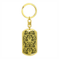 Lotuses Diamond Like Design Keychain Stainless Steel or 18k Gold Dog Tag Keyring-Express Your Love Gifts