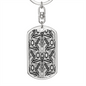 Lotuses Diamond Like Design Keychain Stainless Steel or 18k Gold Dog Tag Keyring-Express Your Love Gifts