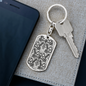 Lotuses Diamond Like Design Keychain Stainless Steel or 18k Gold Dog Tag Keyring-Express Your Love Gifts