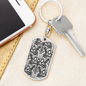 Lotuses Diamond Like Design Keychain Stainless Steel or 18k Gold Dog Tag Keyring-Express Your Love Gifts