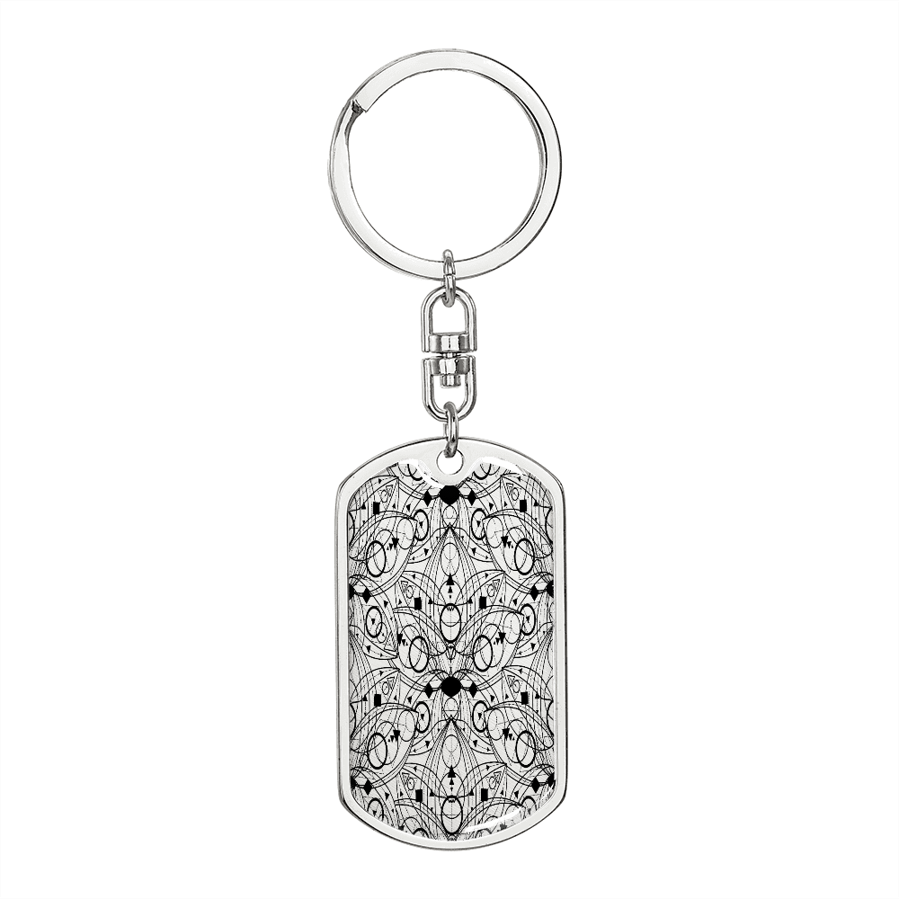 Lotuses Etchy Keychain Stainless Steel or 18k Gold Dog Tag Keyring-Express Your Love Gifts