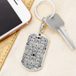 Lotuses Etchy Keychain Stainless Steel or 18k Gold Dog Tag Keyring-Express Your Love Gifts