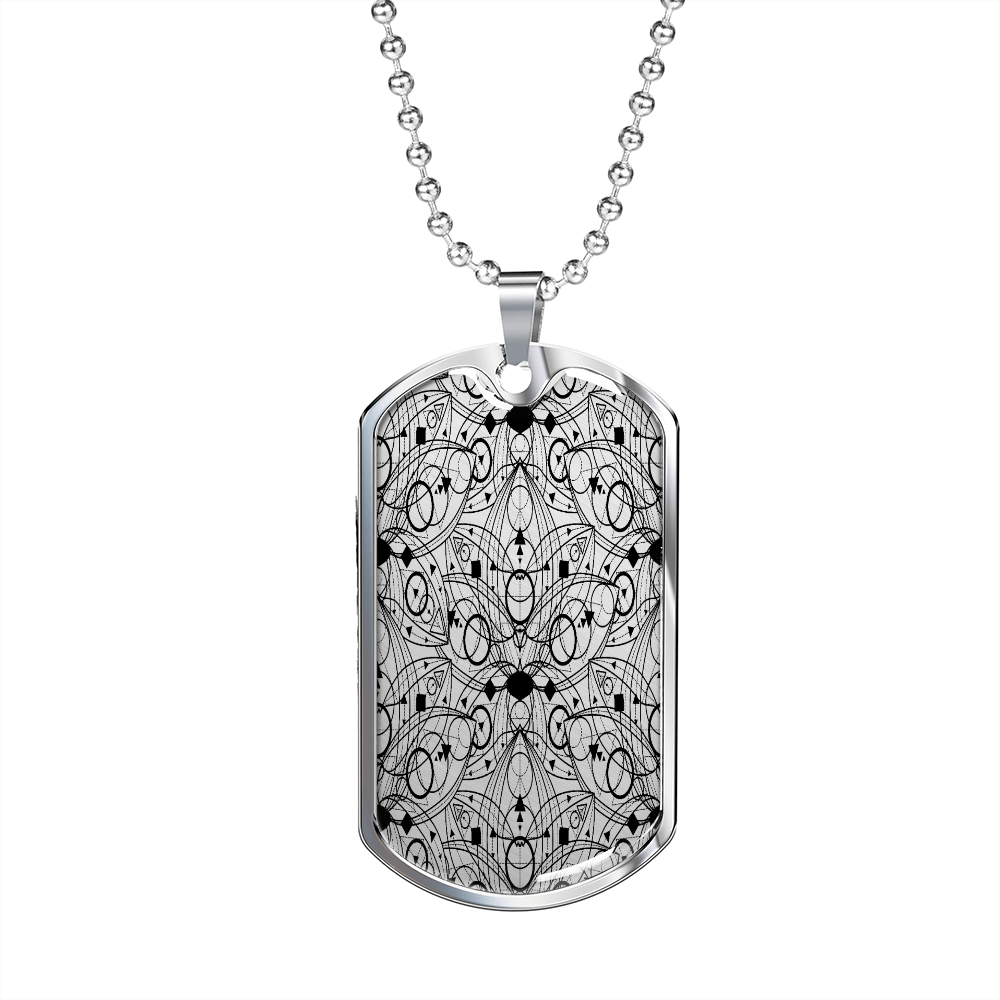 Lotuses Etchy Necklace Stainless Steel or 18k Gold Dog Tag 24-Express Your Love Gifts