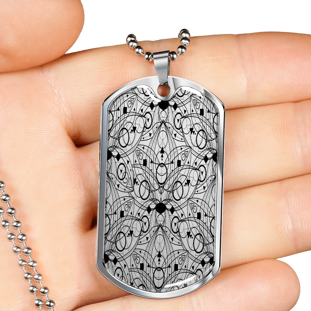 Lotuses Etchy Necklace Stainless Steel or 18k Gold Dog Tag 24-Express Your Love Gifts