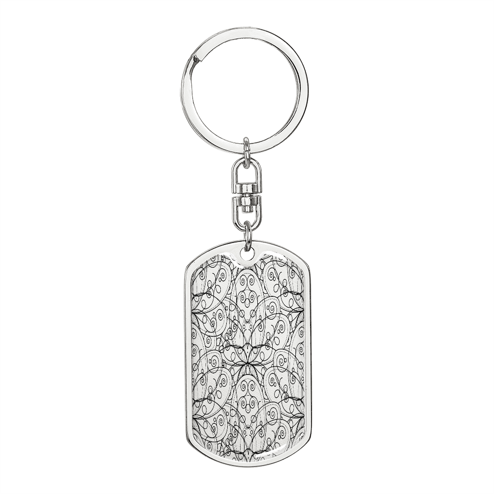 Lotuses Flower Design Keychain Stainless Steel or 18k Gold Dog Tag Keyring-Express Your Love Gifts
