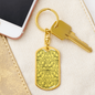 Lotuses Flower Design Keychain Stainless Steel or 18k Gold Dog Tag Keyring-Express Your Love Gifts