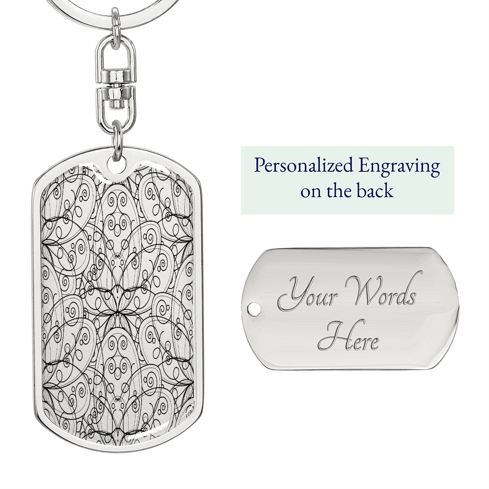 Lotuses Flower Design Keychain Stainless Steel or 18k Gold Dog Tag Keyring-Express Your Love Gifts