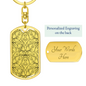 Lotuses Flower Design Keychain Stainless Steel or 18k Gold Dog Tag Keyring-Express Your Love Gifts