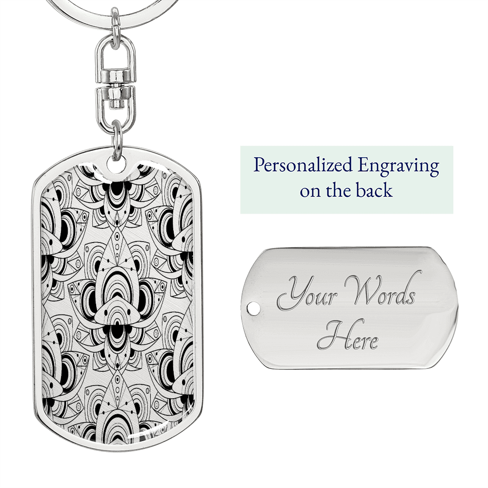 Lotuses Flower Keychain Stainless Steel or 18k Gold Dog Tag Keyring-Express Your Love Gifts