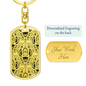 Lotuses Flower Keychain Stainless Steel or 18k Gold Dog Tag Keyring-Express Your Love Gifts