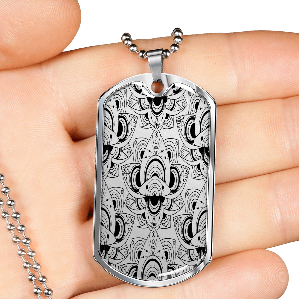 Lotuses Flower Necklace Stainless Steel or 18k Gold Dog Tag 24-Express Your Love Gifts