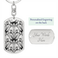 Lotuses Keychain Stainless Steel or 18k Gold Dog Tag Keyring-Express Your Love Gifts
