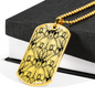Lotuses Necklace Stainless Steel or 18k Gold Dog Tag 24-Express Your Love Gifts