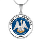 Louisiana State Seal Necklace Circle Pendant Stainless Steel or 18k Gold 18-22"-Express Your Love Gifts