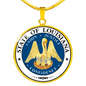 Louisiana State Seal Necklace Circle Pendant Stainless Steel or 18k Gold 18-22"-Express Your Love Gifts