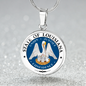 Louisiana State Seal Necklace Circle Pendant Stainless Steel or 18k Gold 18-22"-Express Your Love Gifts