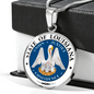 Louisiana State Seal Necklace Circle Pendant Stainless Steel or 18k Gold 18-22"-Express Your Love Gifts