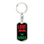 Love Africa Flag Heart Dog Tag Pendant Keychain Stainless Steel or 18k Gold-Express Your Love Gifts