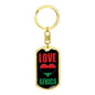Love Africa Flag Heart Dog Tag Pendant Keychain Stainless Steel or 18k Gold-Express Your Love Gifts