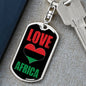 Love Africa Flag Heart Dog Tag Pendant Keychain Stainless Steel or 18k Gold-Express Your Love Gifts