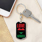 Love Africa Flag Heart Dog Tag Pendant Keychain Stainless Steel or 18k Gold-Express Your Love Gifts