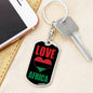 Love Africa Flag Heart Dog Tag Pendant Keychain Stainless Steel or 18k Gold-Express Your Love Gifts