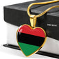Love Africa Flag Heart Pendant Necklace Stainless Steel or 18k Gold Heart Pendant 18-22"-Express Your Love Gifts
