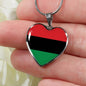 Love Africa Flag Heart Pendant Necklace Stainless Steel or 18k Gold Heart Pendant 18-22"-Express Your Love Gifts