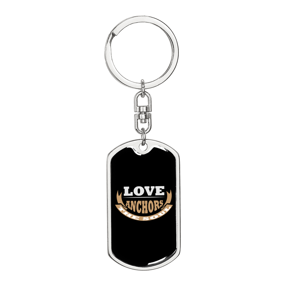 Love Anchors Christian Keychain Stainless Steel or 18k Gold Dog Tag Keyring-Express Your Love Gifts