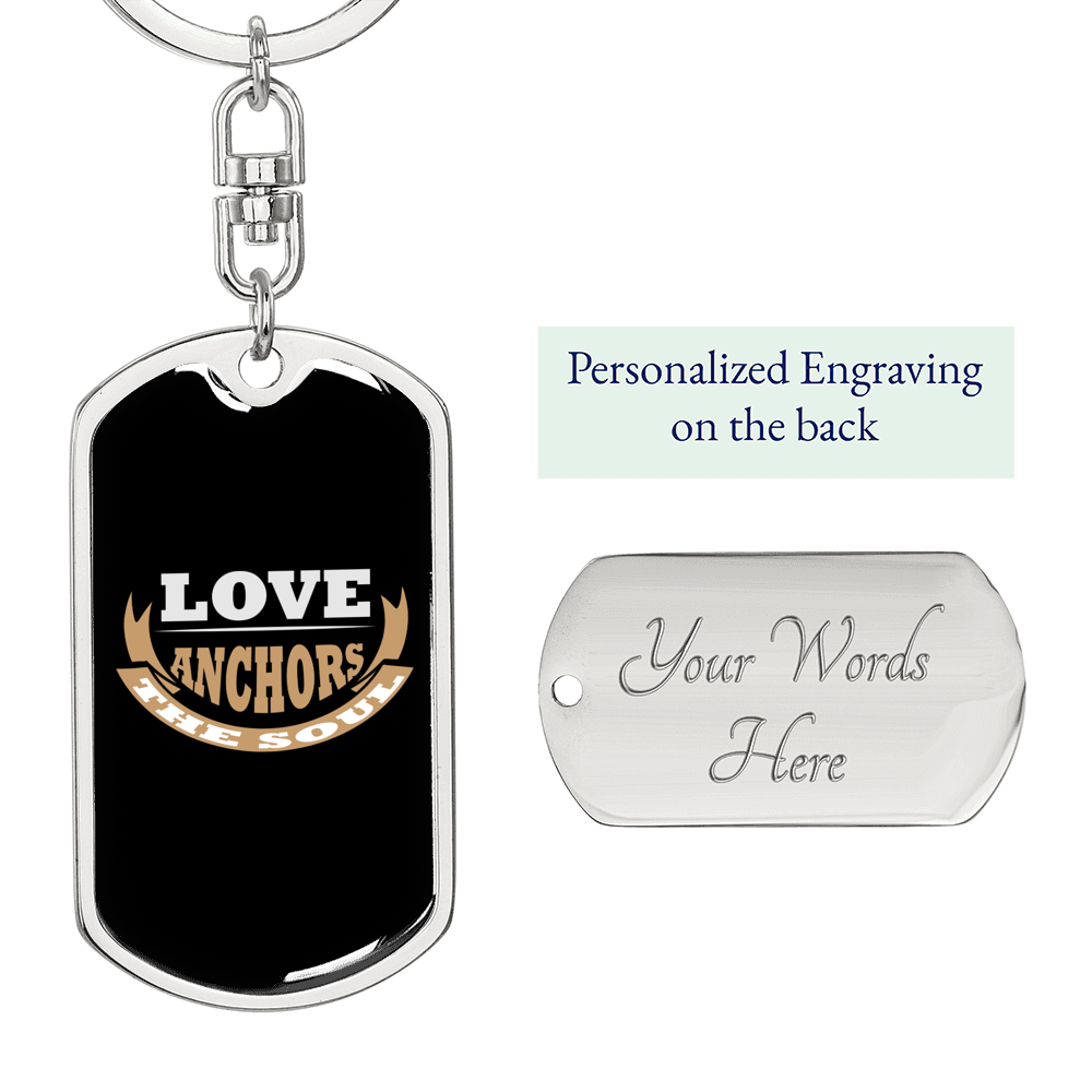Love Anchors Christian Keychain Stainless Steel or 18k Gold Dog Tag Keyring-Express Your Love Gifts