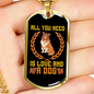Love and a Dog Brown Necklace Stainless Steel or 18k Gold Dog Tag 24" Chain-Express Your Love Gifts
