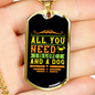 Love and a Dog Yellow Green Necklace Stainless Steel or 18k Gold Dog Tag 24" Chain-Express Your Love Gifts