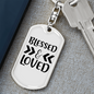 Love And Blessed Christian Keychain Stainless Steel or 18k Gold Dog Tag Keyring-Express Your Love Gifts