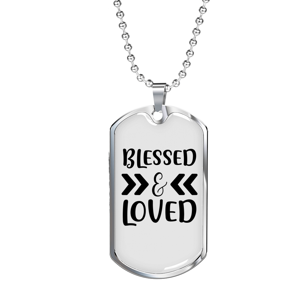 Love And Blessed Christian Necklace Stainless Steel or 18k Gold Dog Tag 24" Chain-Express Your Love Gifts
