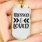 Love And Blessed Christian Necklace Stainless Steel or 18k Gold Dog Tag 24" Chain-Express Your Love Gifts