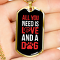 Love and Dog Red Necklace Stainless Steel or 18k Gold Dog Tag 24" Chain-Express Your Love Gifts