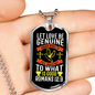 Love Be Genuine Romans 12:9 Necklace Stainless Steel or 18k Gold Dog Tag 24" Chain-Express Your Love Gifts