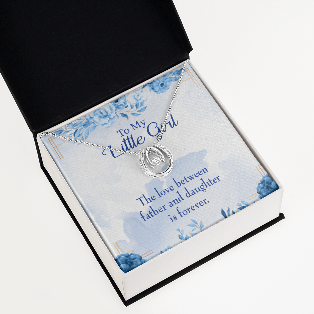 Love Between Father and Daughter Lucky Horseshoe Necklace Message Card 14k w CZ Crystals-Express Your Love Gifts