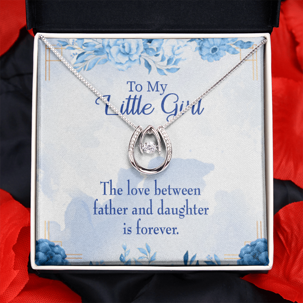Love Between Father and Daughter Lucky Horseshoe Necklace Message Card 14k w CZ Crystals-Express Your Love Gifts