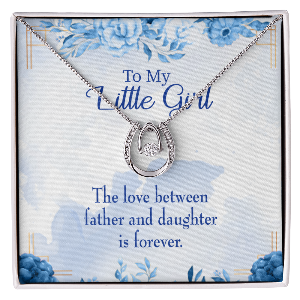 Love Between Father and Daughter Lucky Horseshoe Necklace Message Card 14k w CZ Crystals-Express Your Love Gifts