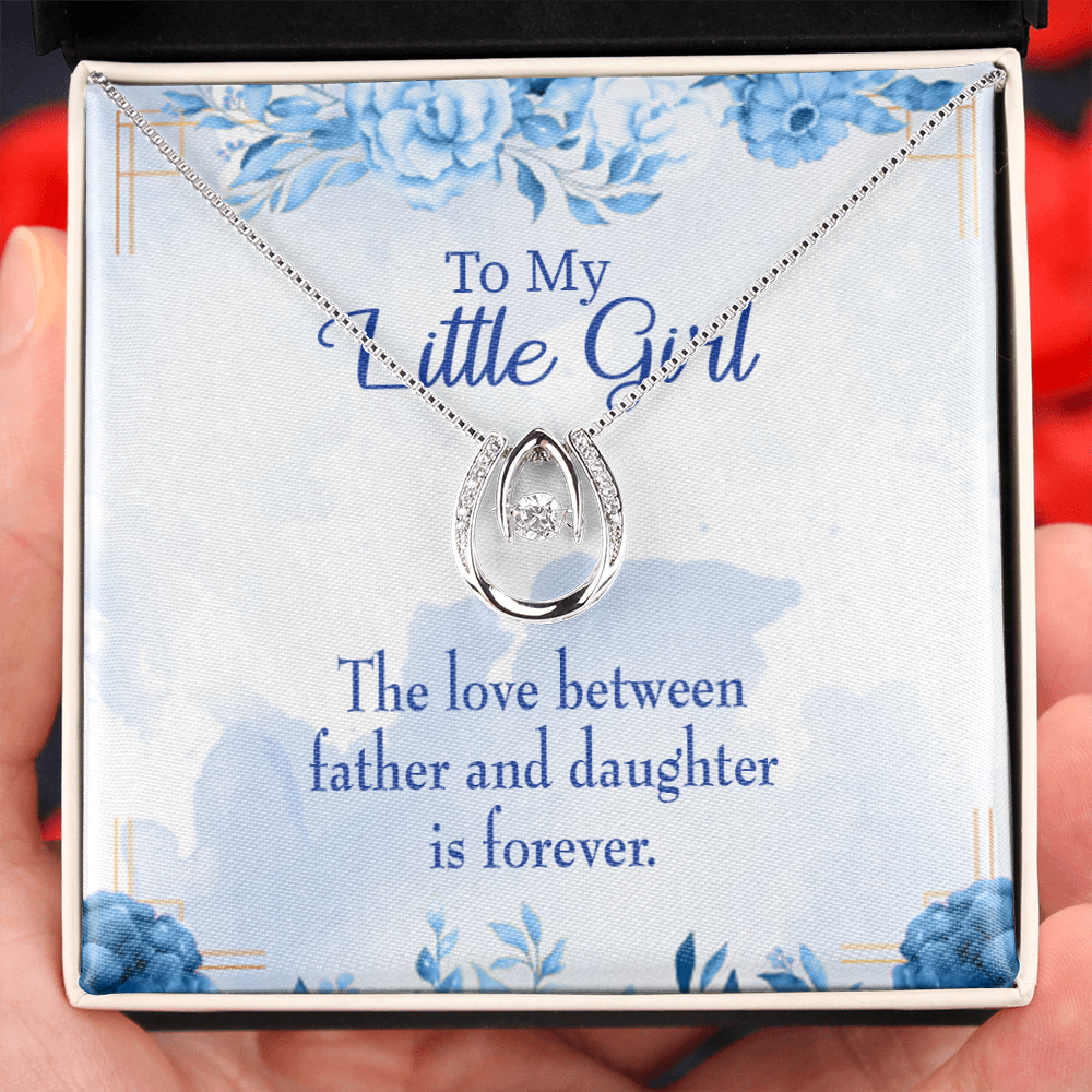 Love Between Father and Daughter Lucky Horseshoe Necklace Message Card 14k w CZ Crystals-Express Your Love Gifts