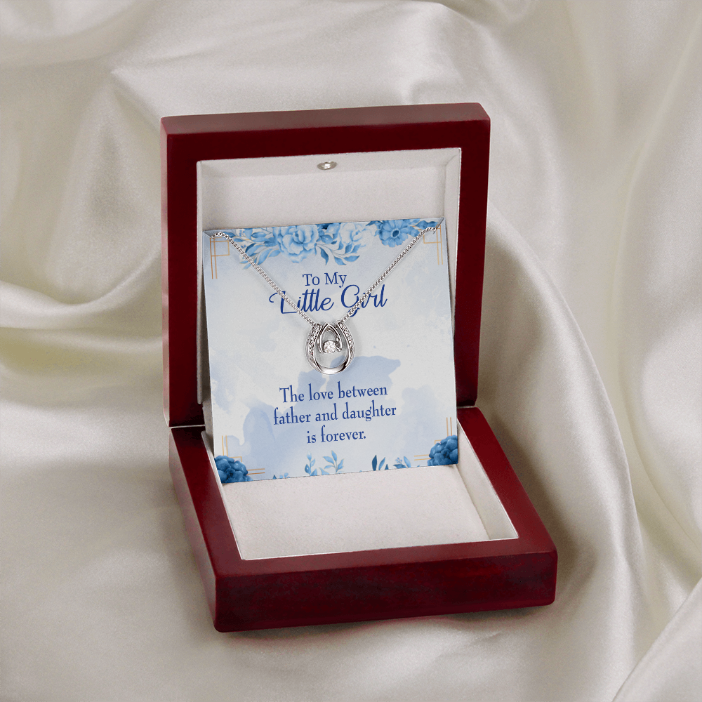 Love Between Father and Daughter Lucky Horseshoe Necklace Message Card 14k w CZ Crystals-Express Your Love Gifts