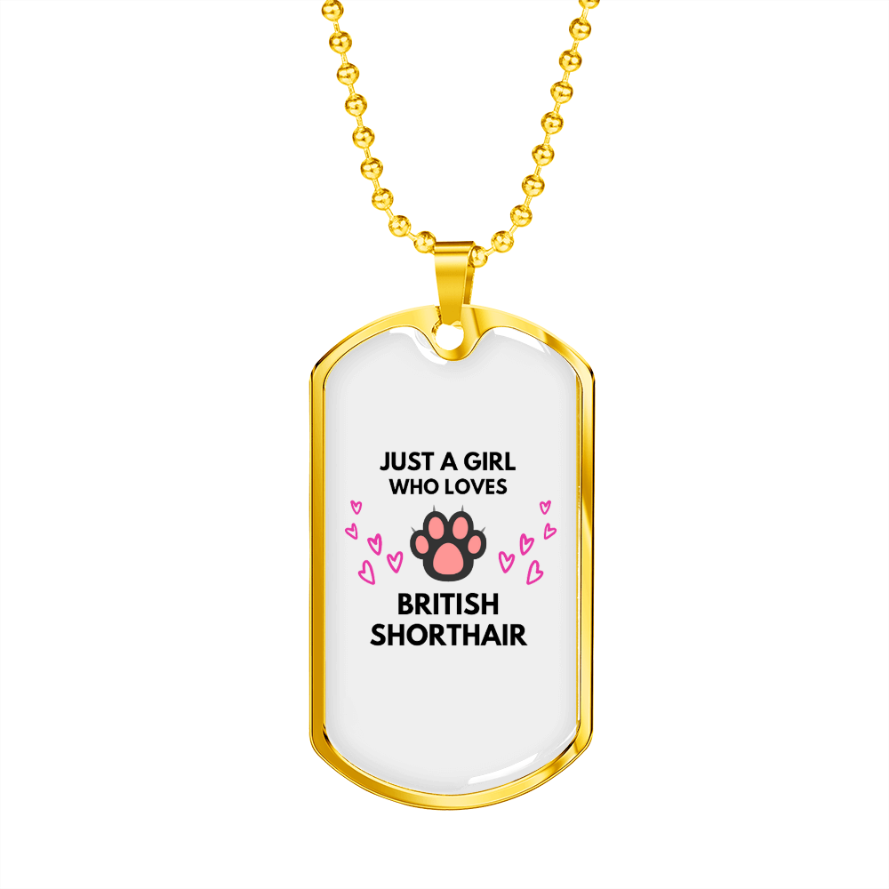 Love British ShortHair Cat White Necklace Stainless Steel or 18k Gold Dog Tag 24-Express Your Love Gifts