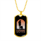 Love Brown Necklace Stainless Steel or 18k Gold Dog Tag 24" Chain-Express Your Love Gifts
