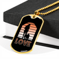 Love Brown Necklace Stainless Steel or 18k Gold Dog Tag 24" Chain-Express Your Love Gifts